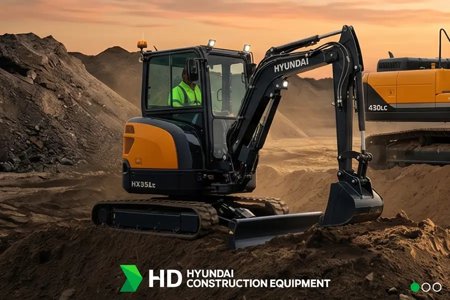Compact excavator for landscaping and utility work