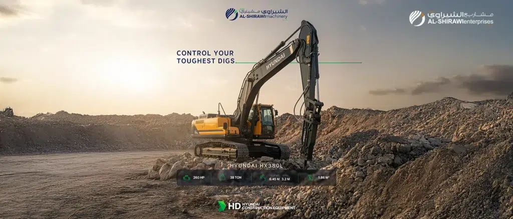 Heavy-duty excavator on UAE Construction site