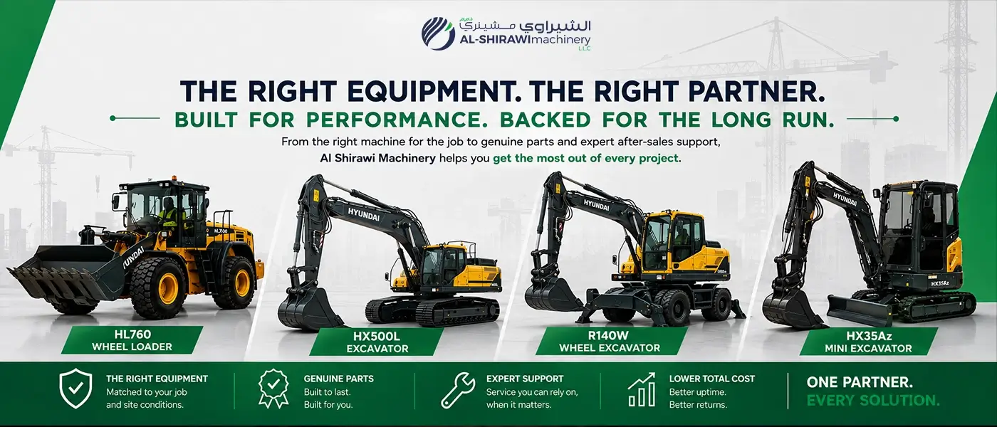 Hyundai heavy equipment for construction projects in UAE
