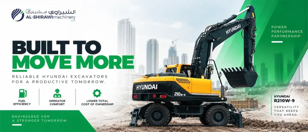 Hyundai R210W excavator for construction in UAE